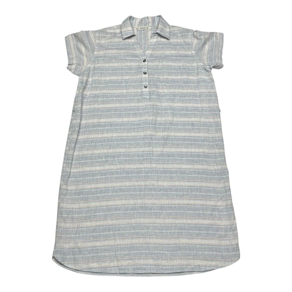 Orvis Short Sleeve Button Down Dress Pockets Hemp Lagenlook